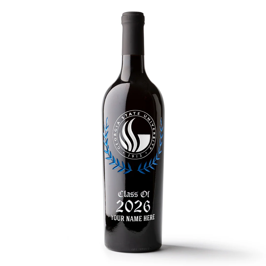 Georgia State Custom Alumni Etched Wine
