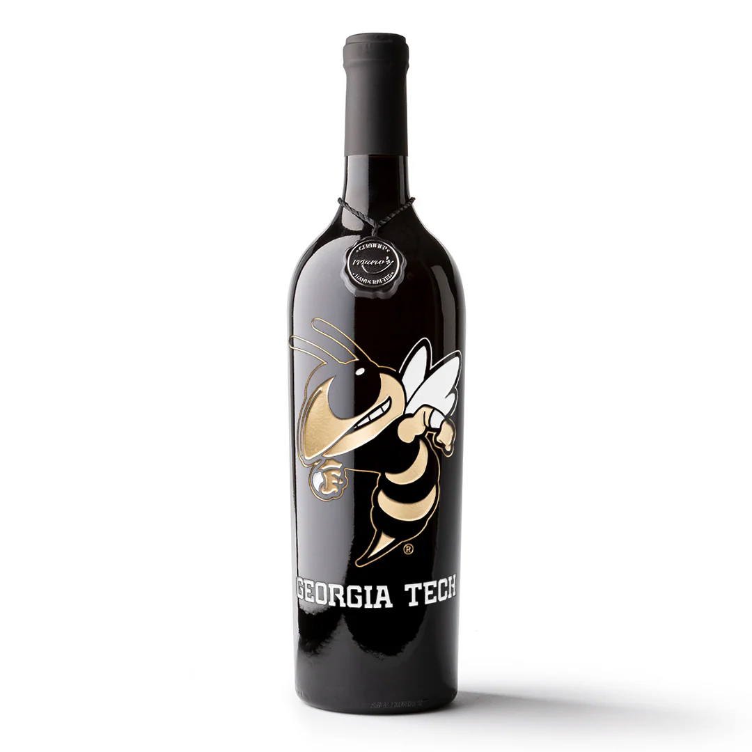 Georgia Tech Buzz Etched Wine