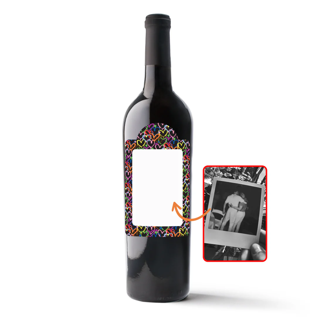 Graffiti Hearts Custom Photo Label Wine - Image 2