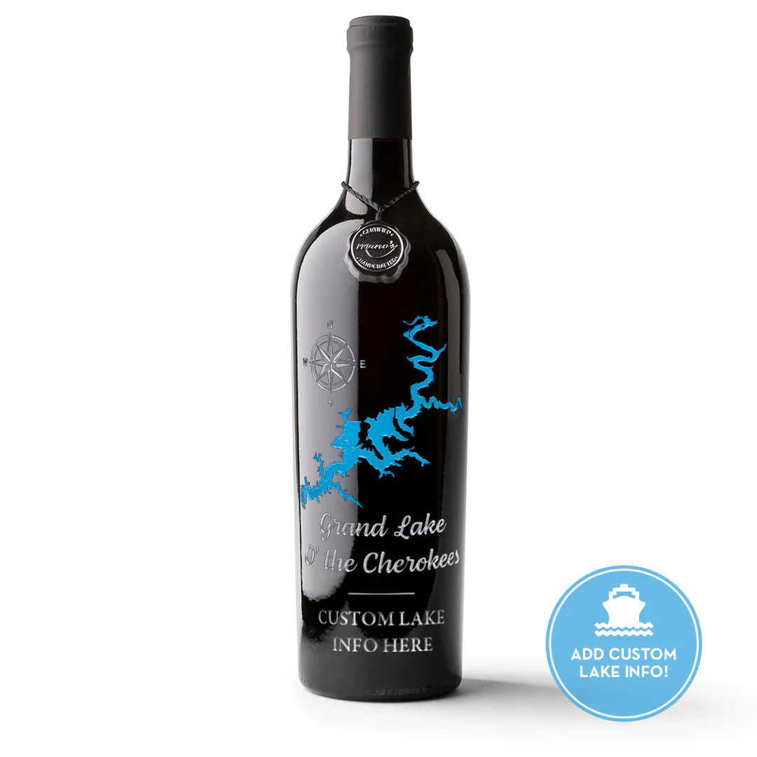 Grand Lake O' the Cherokees Custom Etched Wine