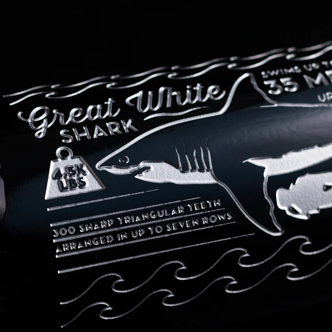 Great White Facts Etched Wine Bottle - Image 3