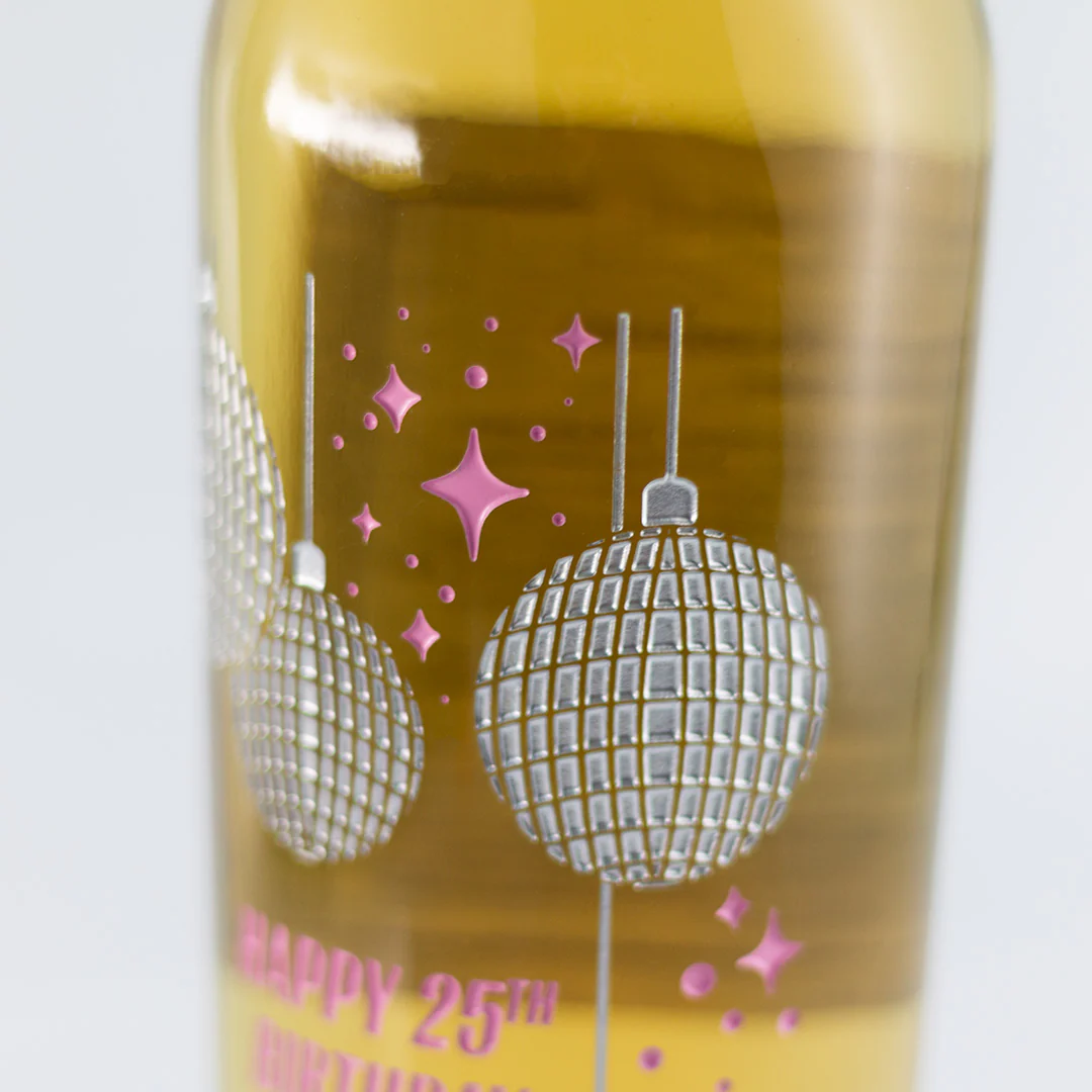 Happy Birthday Disco Chardonnay Custom Etched Wine - Image 2