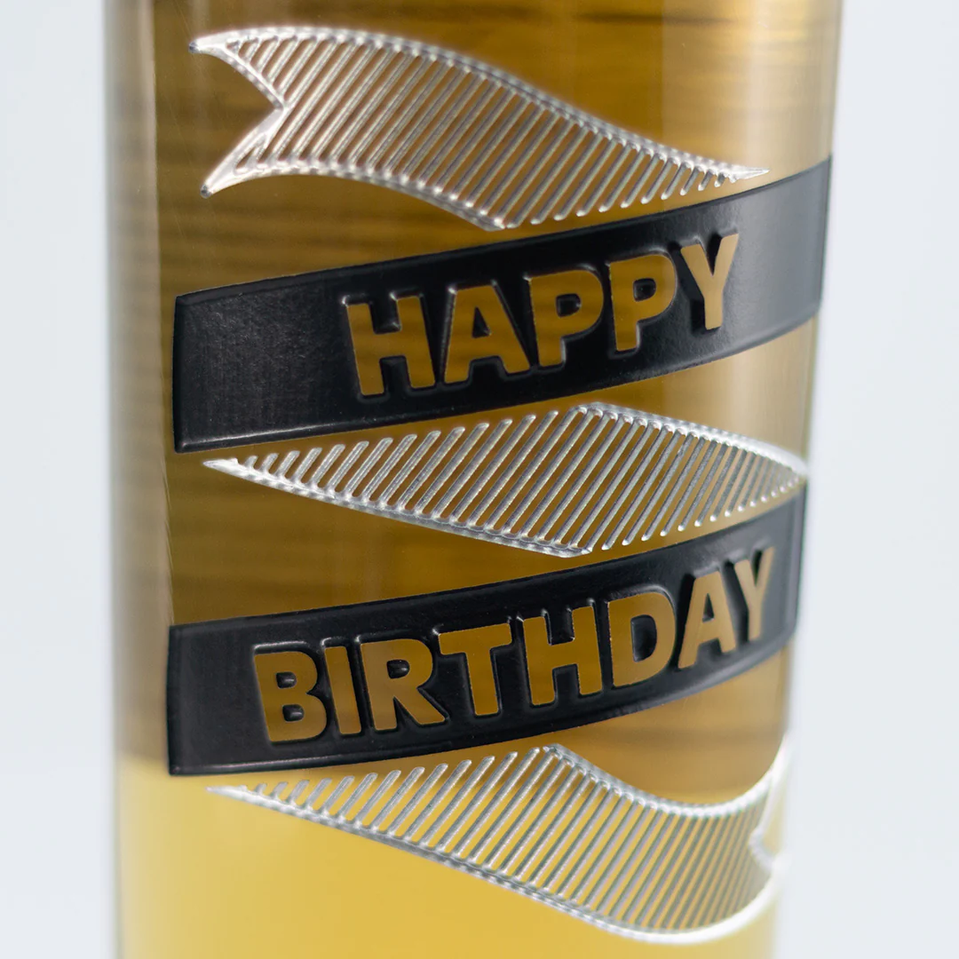 Happy Birthday Ribbon Chardonnay Custom Etched Wine - Image 2