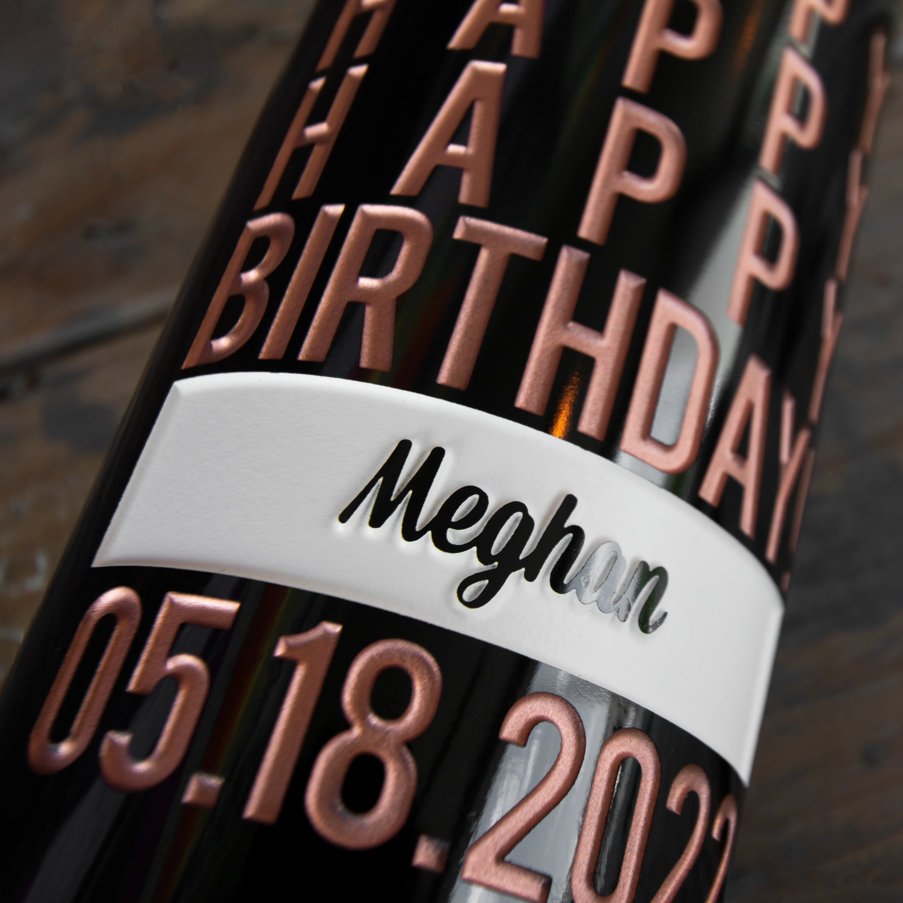 Happy Happy Birthday Custom Etched Wine Bottle - Image 3