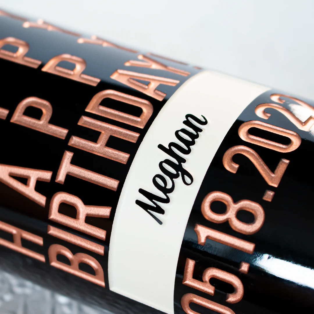 Happy Happy Birthday Custom Etched Wine Bottle - Image 5