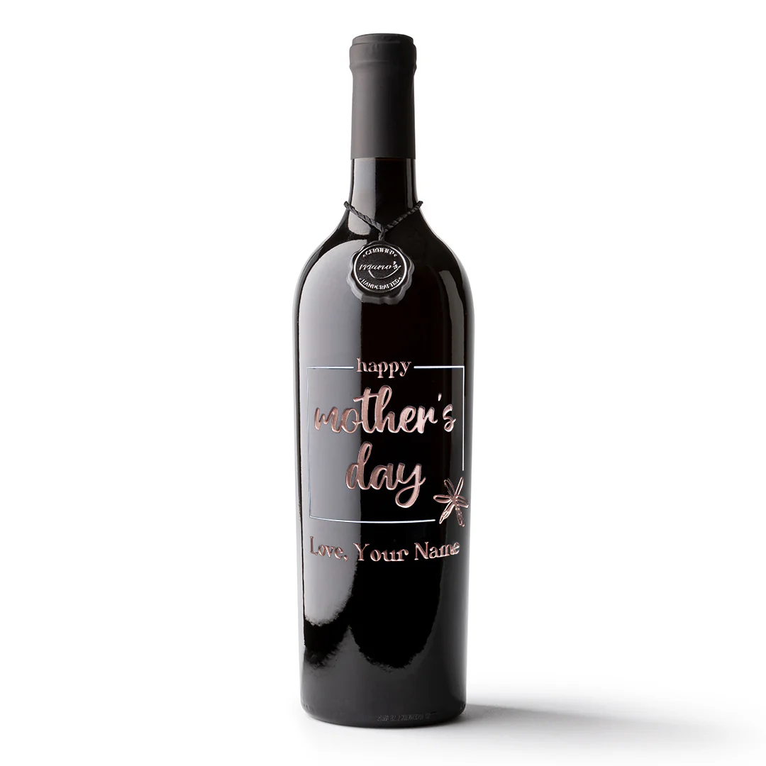 Happy Mother's Day Custom Etched Wine - Image 2