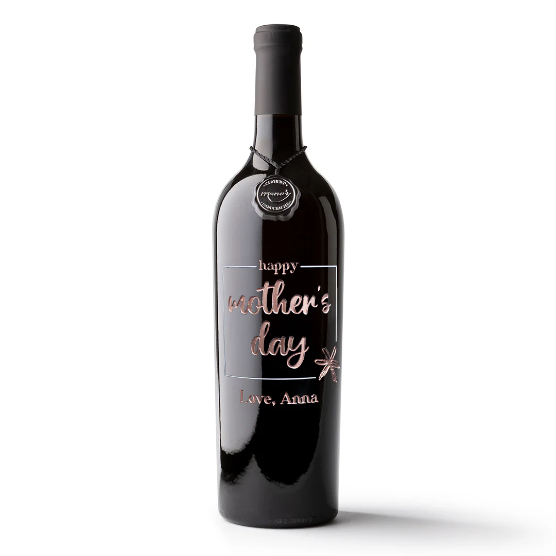 Happy Mother's Day Custom Etched Wine - Image 3