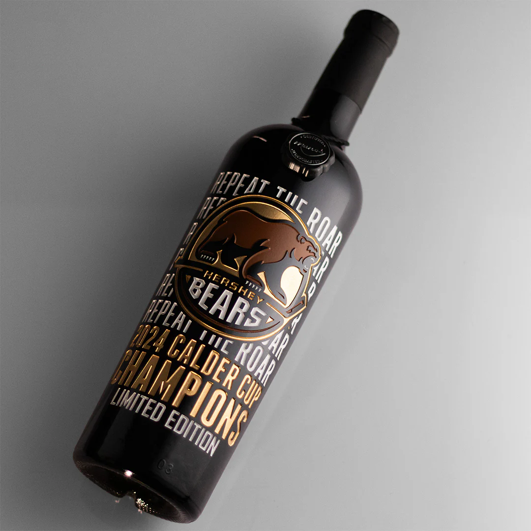Hershey Bears 2024 Repeat the Roar Etched Wine Bottle - Image 4