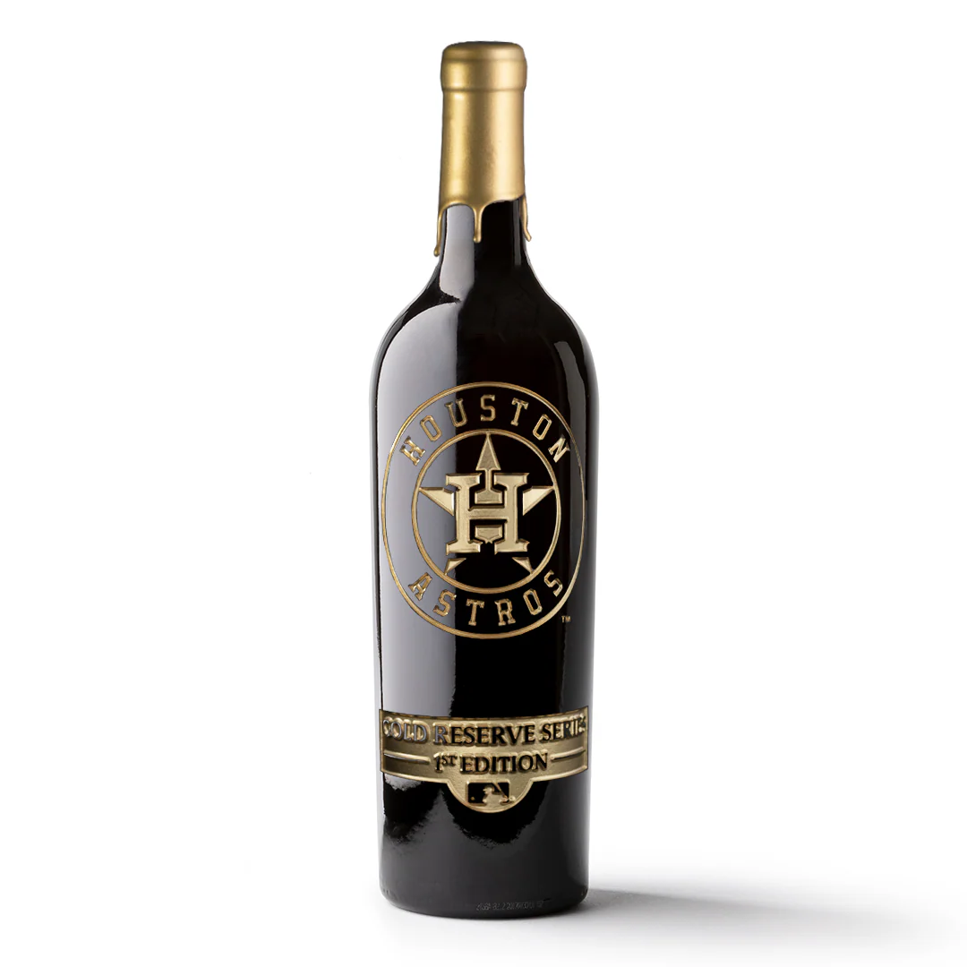 Houston Astros Gold Reserve Etched Wine Bottle