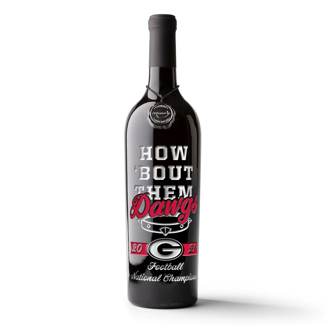 How 'Bout Them Dawgs National Champions Etched Display Bottle - Image 2