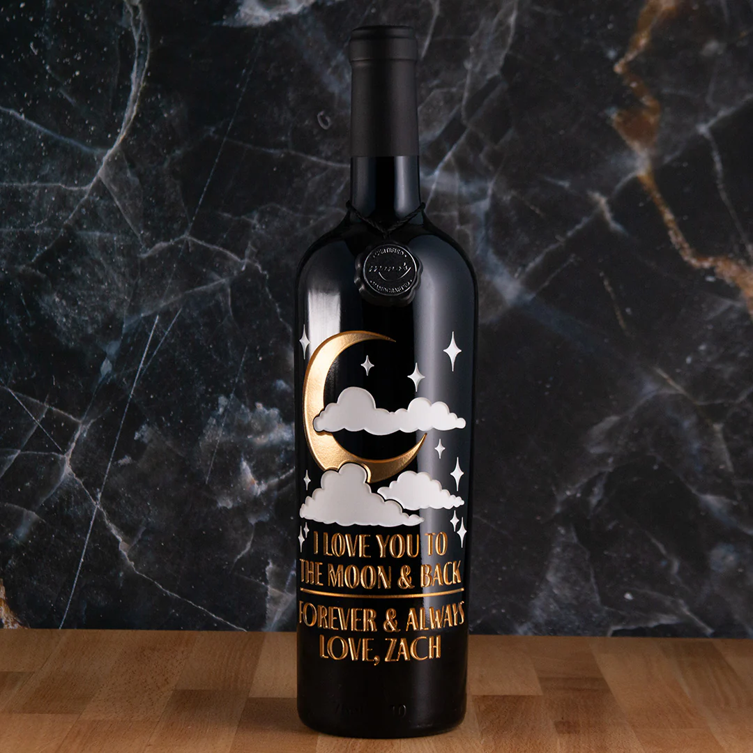 I Love You to the Moon and Back Custom Etched Wine - Image 3