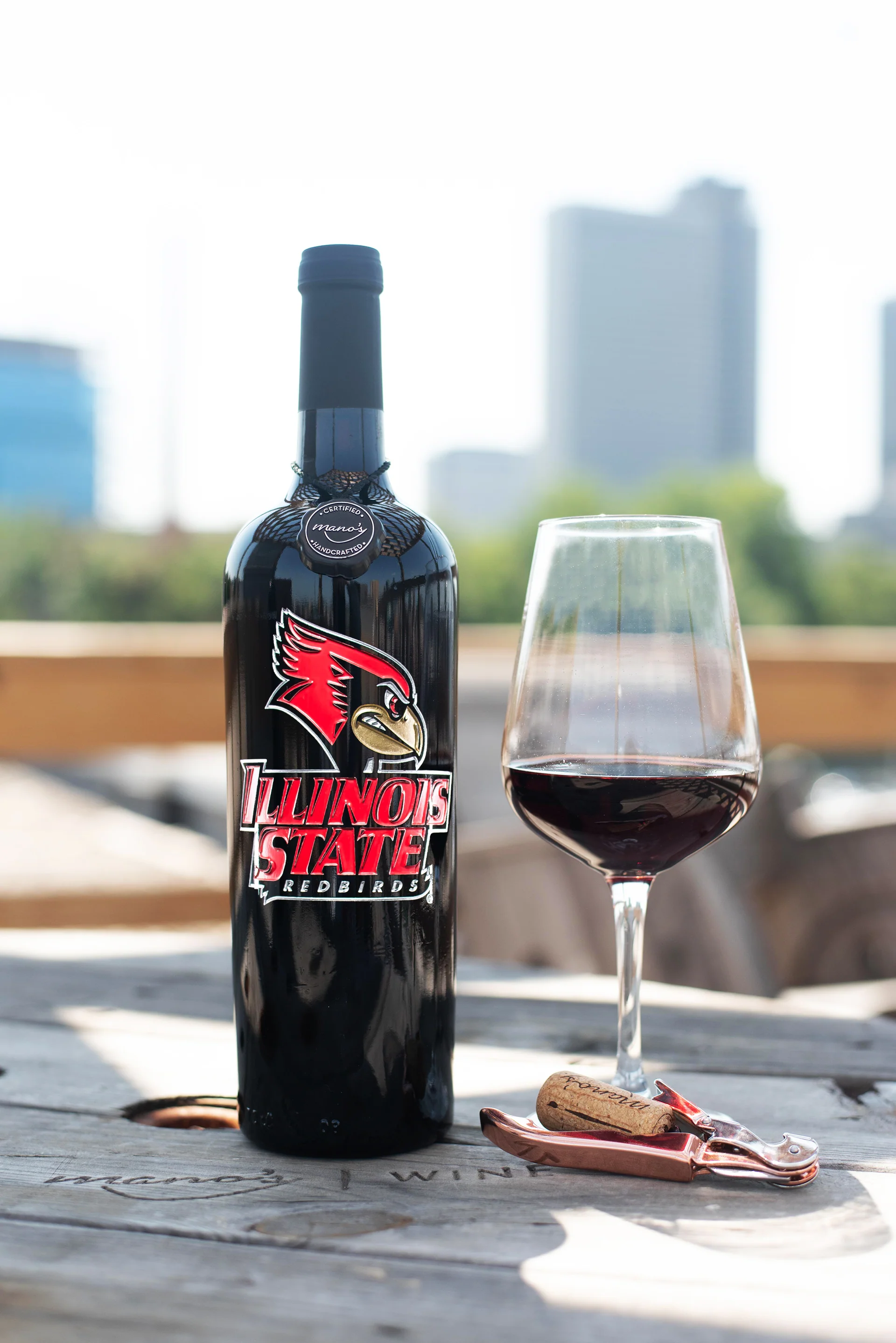 Illinois State University Etched Wine Bottle - Image 3