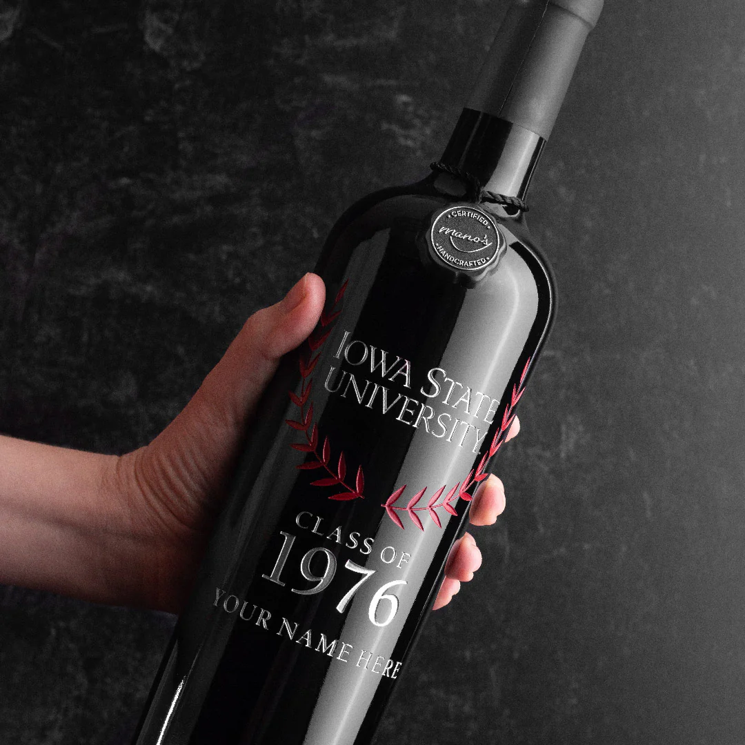 Iowa State University Custom Alumni Etched Wine Bottle - Image 2