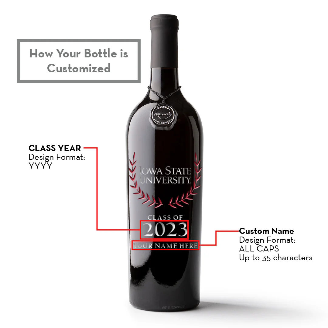 Iowa State University Custom Alumni Etched Wine Bottle - Image 3