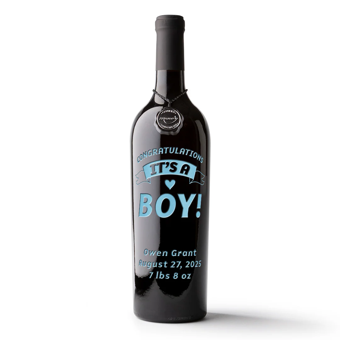 It's a Boy Banner Custom Etched Wine - Image 5