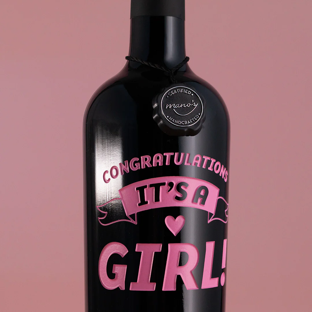 It's a Girl Banner Custom Etched Wine - Image 2