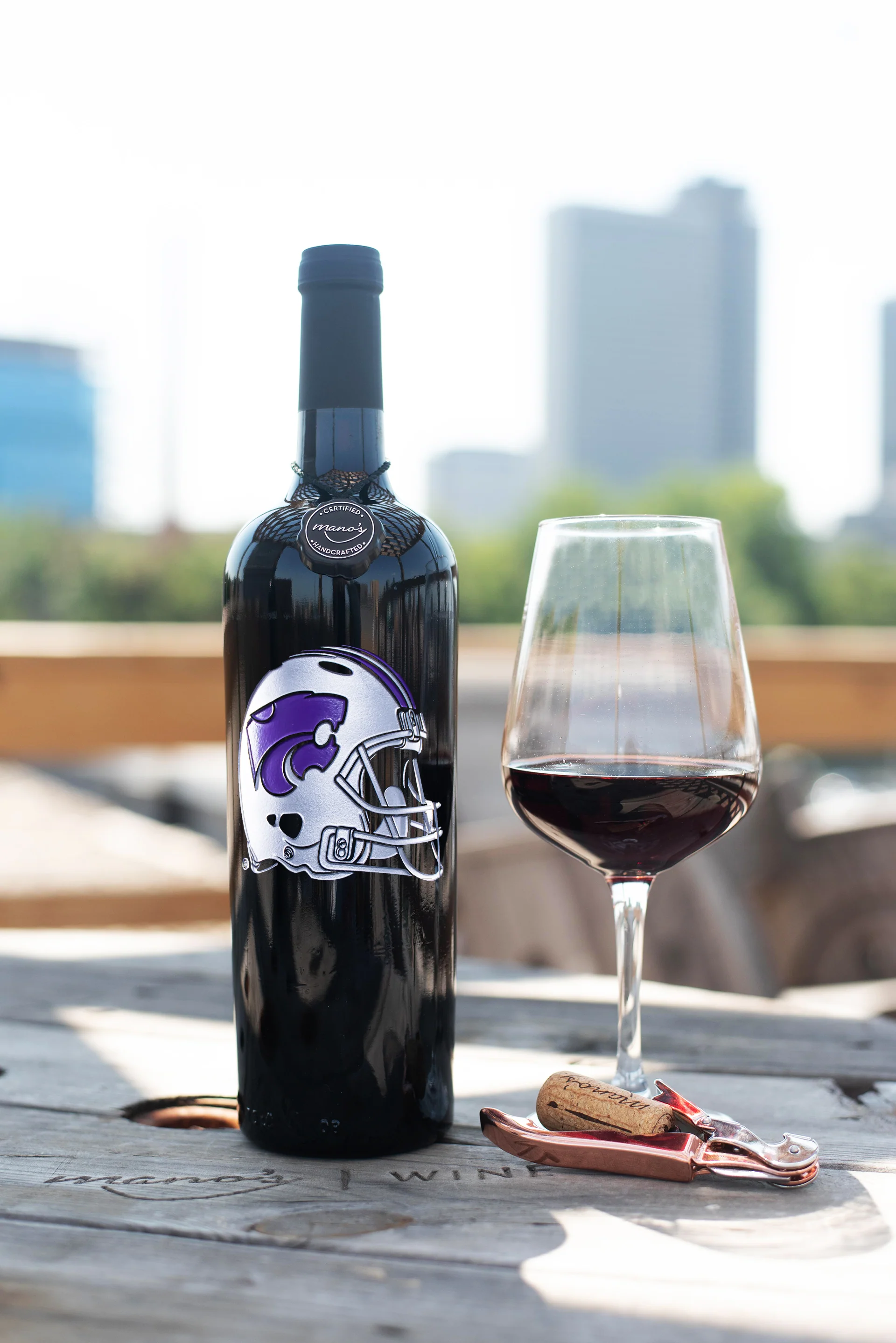 Kansas State University Football Etched Wine Bottle - Image 3