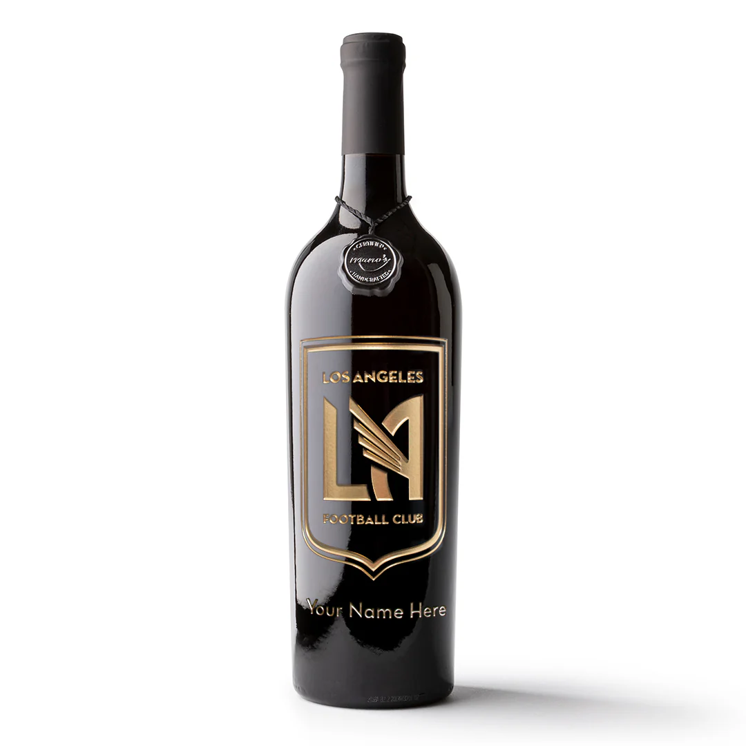 LAFC Shield Logo Custom Name Etched Wine