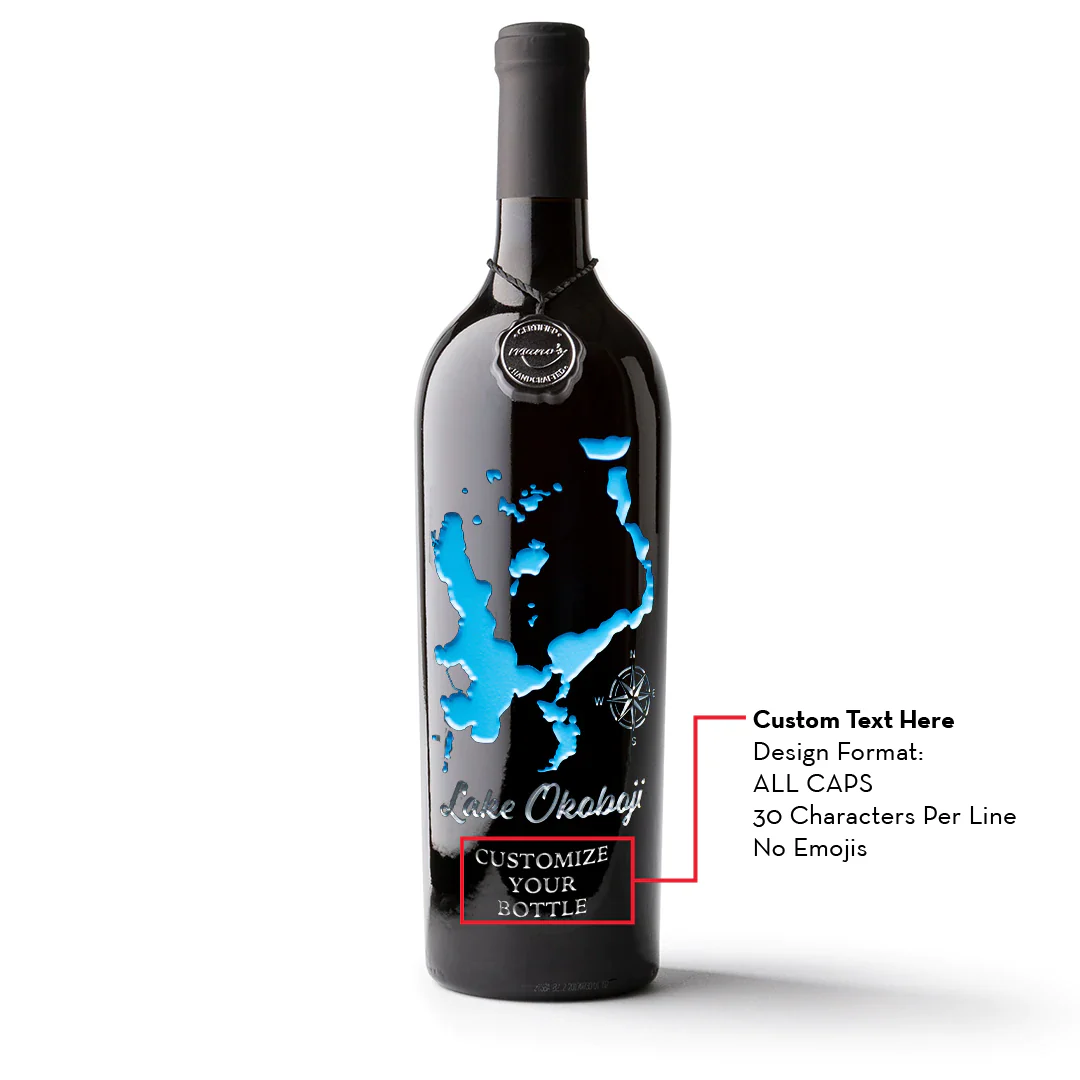 Lake Okoboji Custom Etched Wine - Image 2