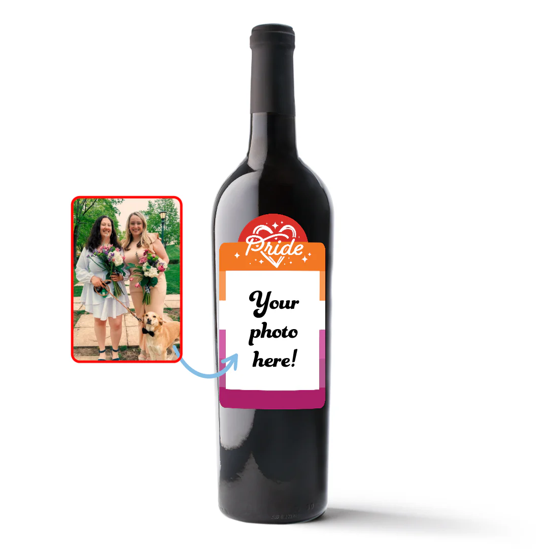 Lesbian Pride Flag Custom Photo Label Wine - Image 2