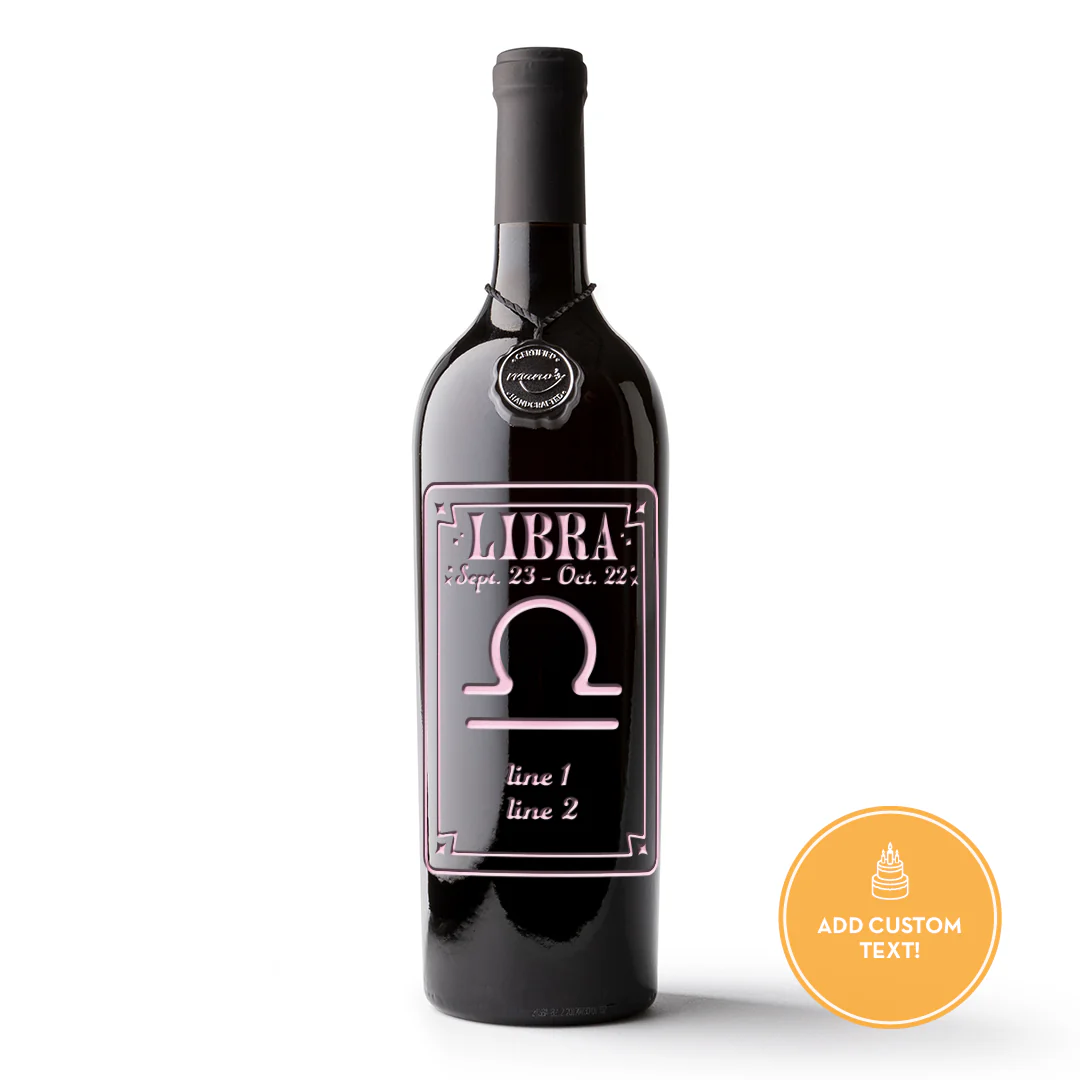 Libra Custom Etched Wine Bottle