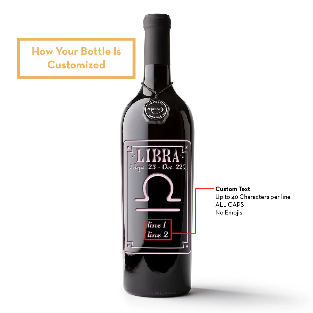Libra Custom Etched Wine Bottle - Image 2