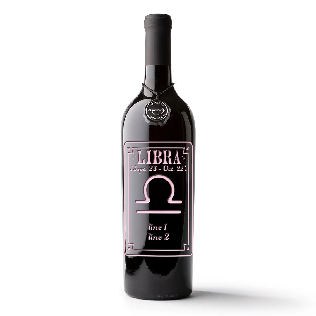 Libra Custom Etched Wine Bottle - Image 4