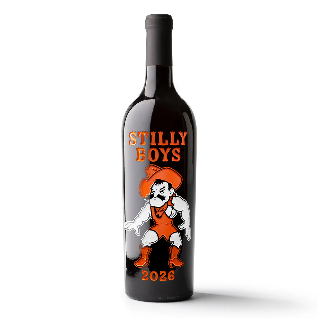 Limited Edition 2026 Oklahoma State Wrestling Etched Wine