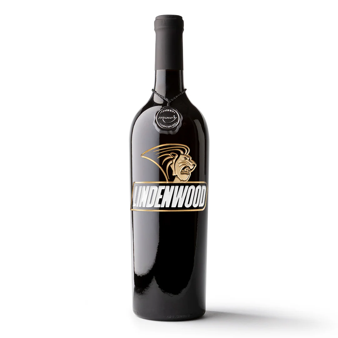 Lindenwood University Logo Etched Wine