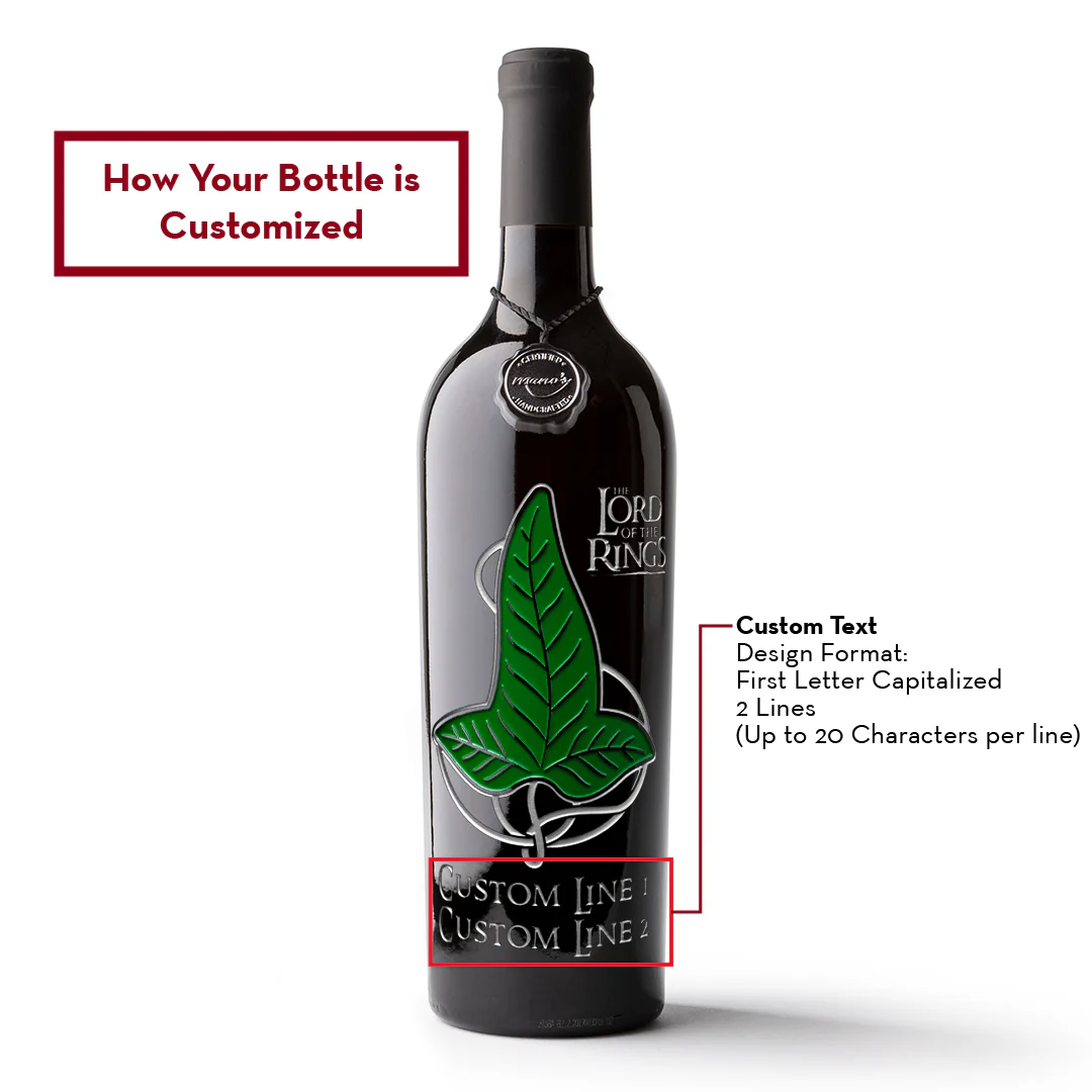 The Lord of the Rings Leaf of Lorien Custom Name Etched Wine - Image 2