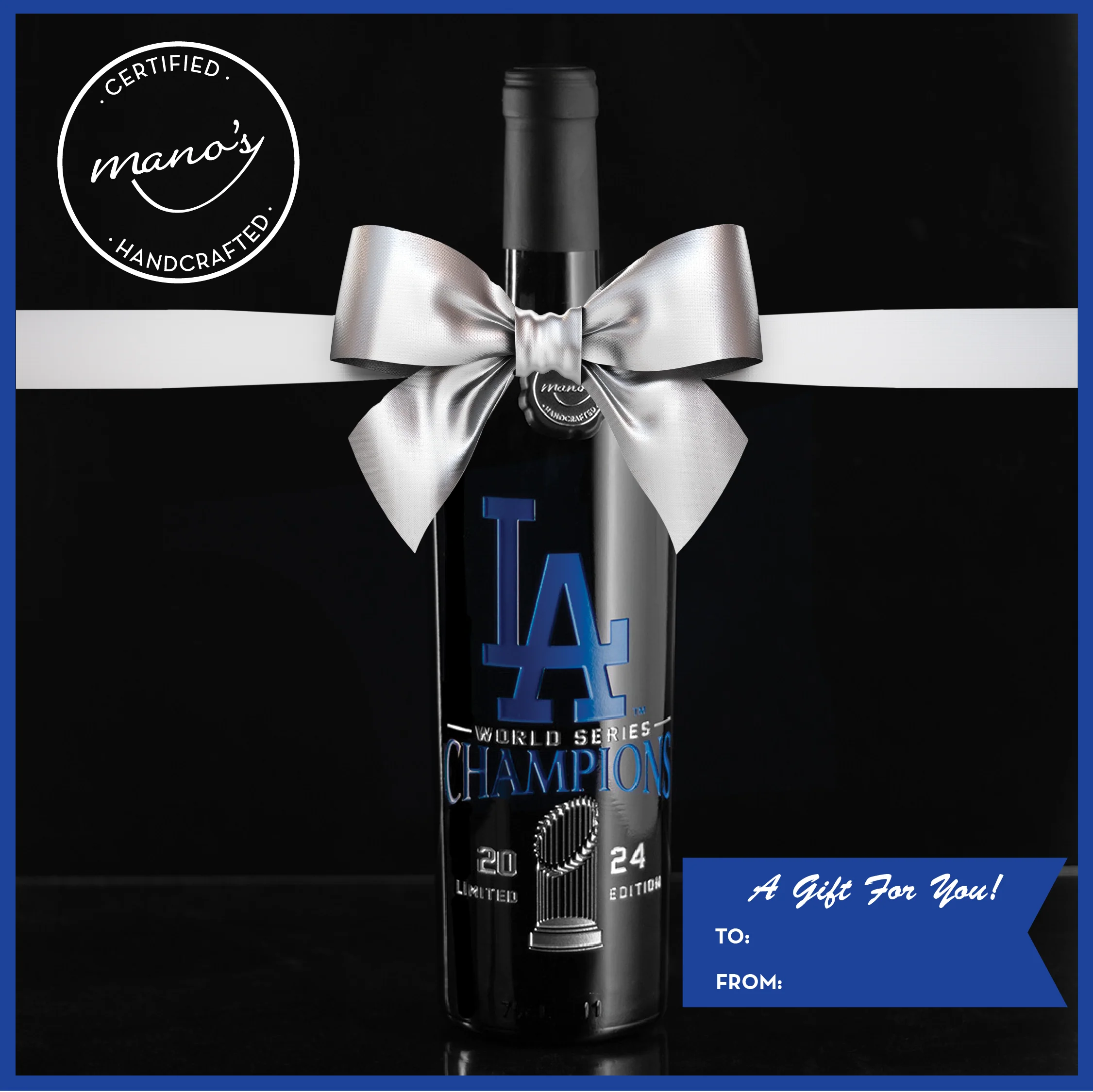 Los Angeles Dodgers 2024 World Series Champions Etched Wine - Image 6
