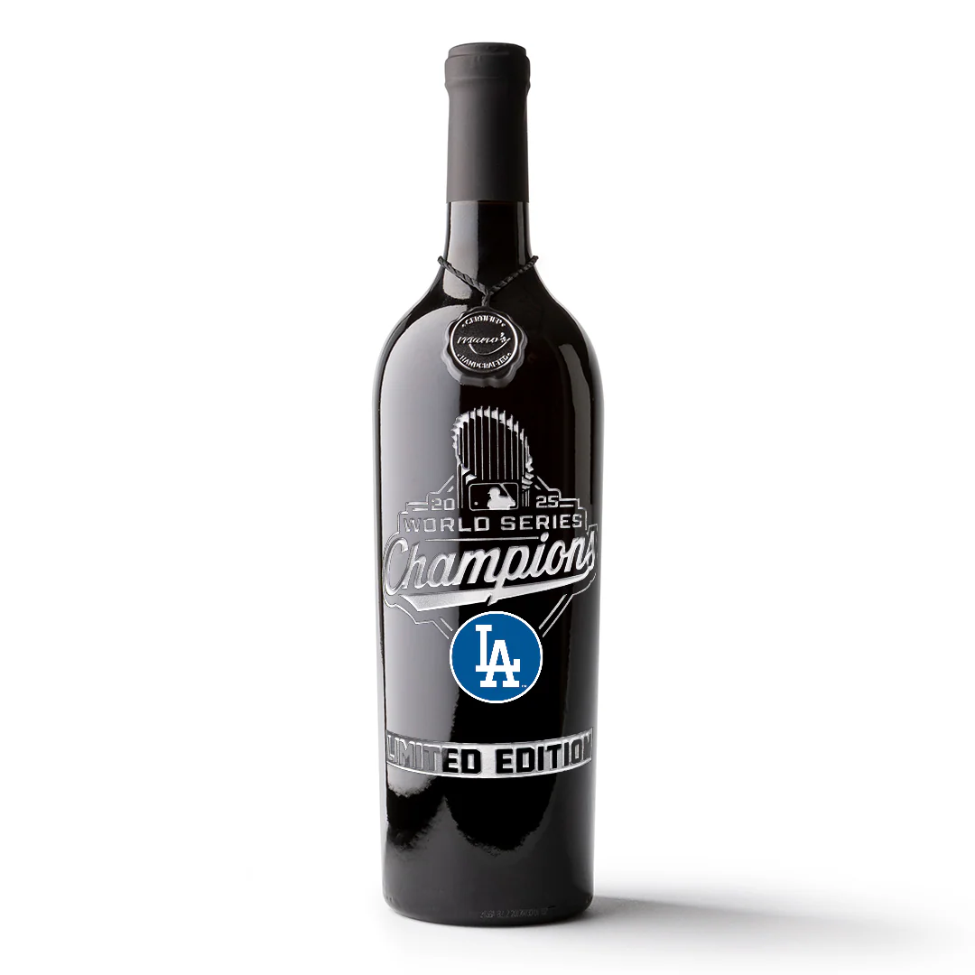 Los Angeles Dodgers 2025 World Series Champions Logo Etched Wine