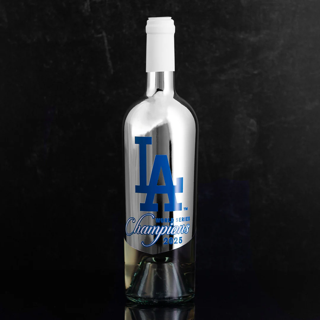 Los Angeles Dodgers 2025 World Series Metallic Silver Sauvignon Blanc - Image 3