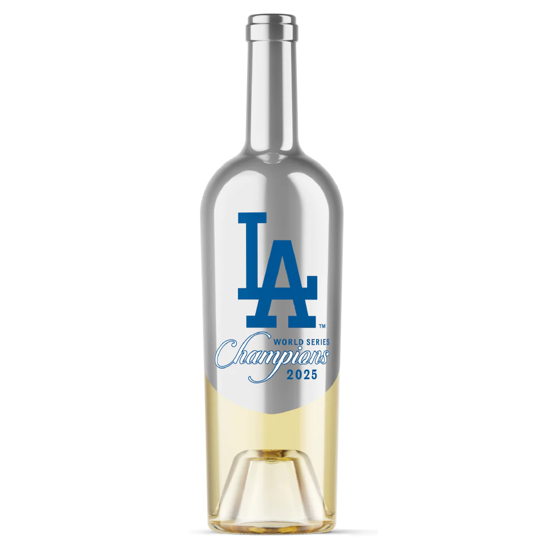 Los Angeles Dodgers 2025 World Series Metallic Silver Sauvignon Blanc