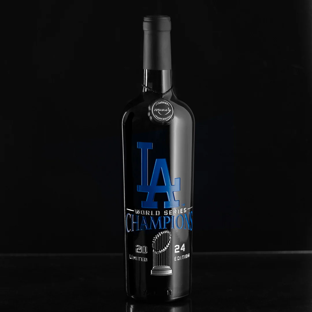 Los Angeles Dodgers 2024 World Series Champions Etched Wine - Image 3