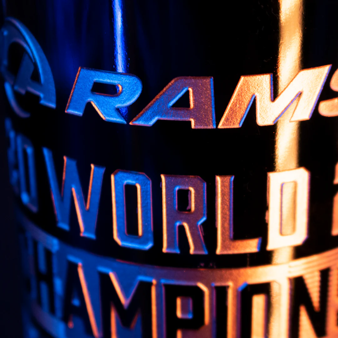 Los Angeles Rams 2021 Champions Stripes Etched Wine - Image 3
