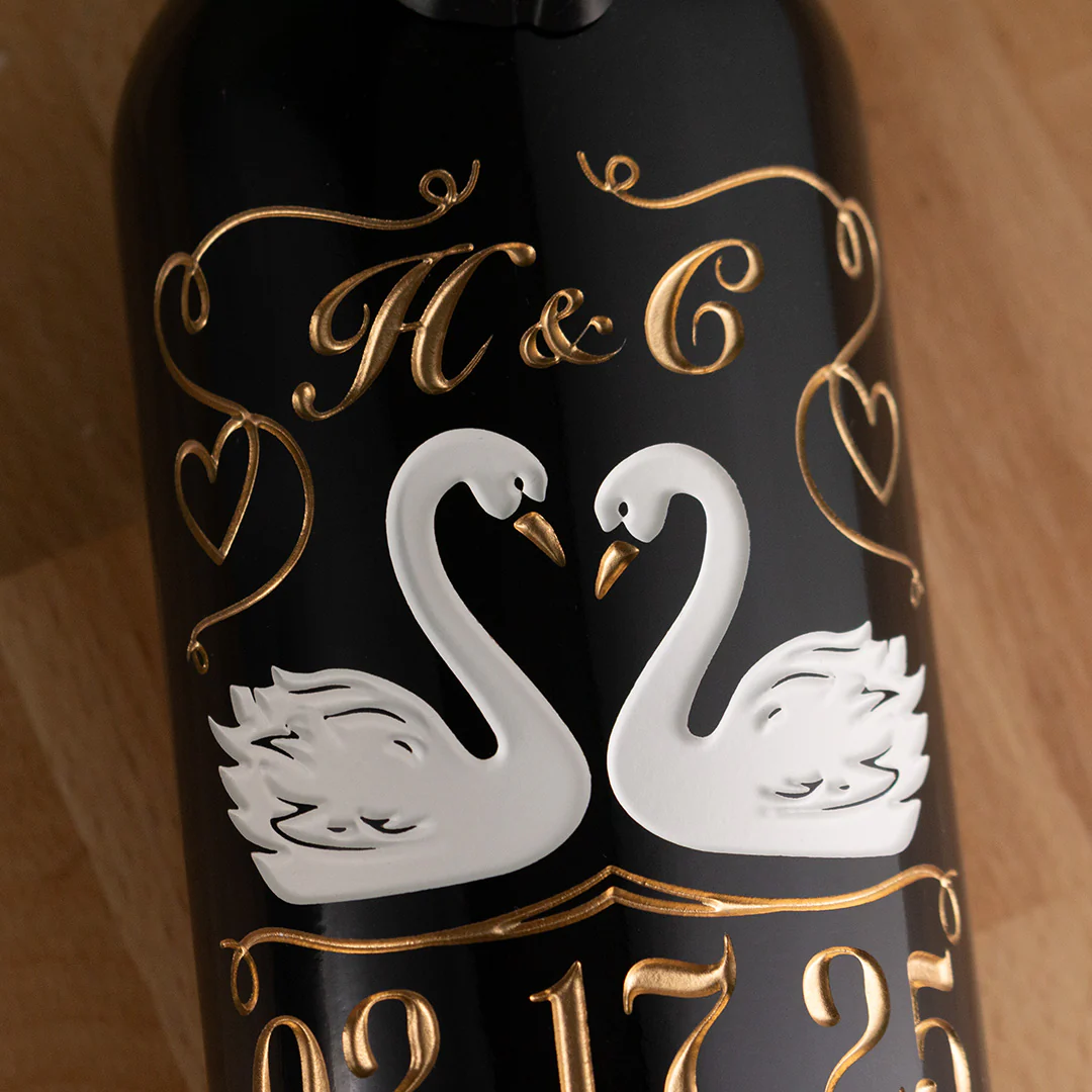 Love Birds Custom Wedding Etched Wine - Image 3