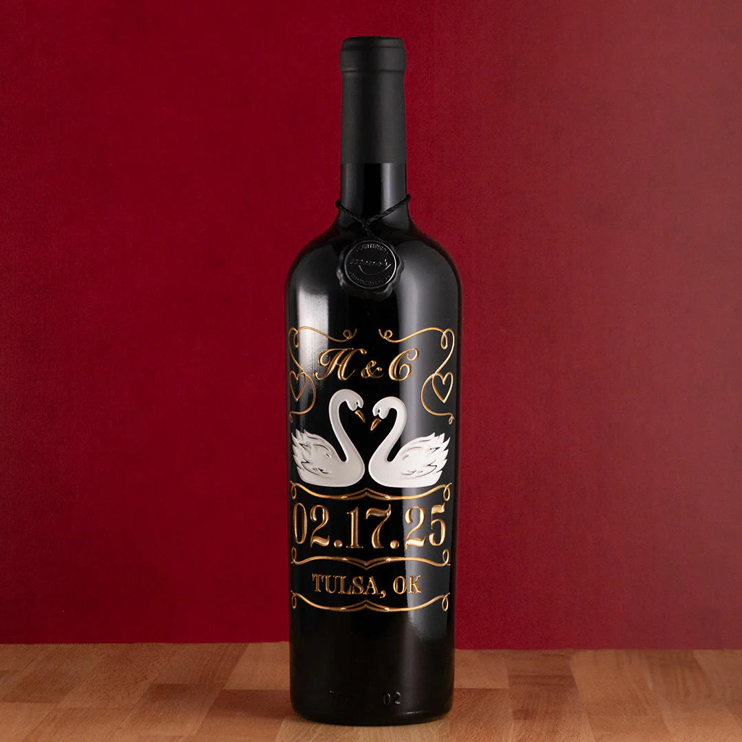 Love Birds Custom Wedding Etched Wine - Image 4