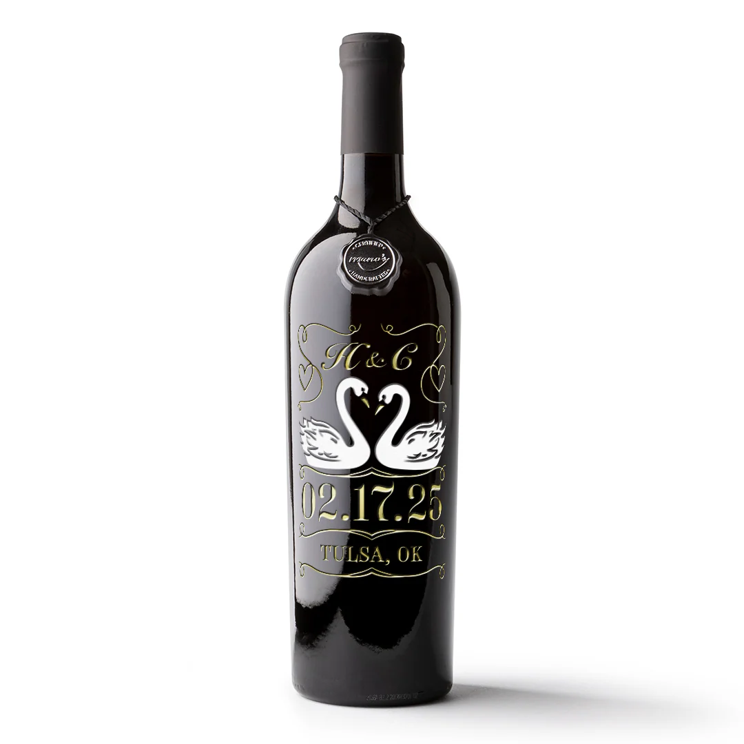 Love Birds Custom Wedding Etched Wine - Image 5