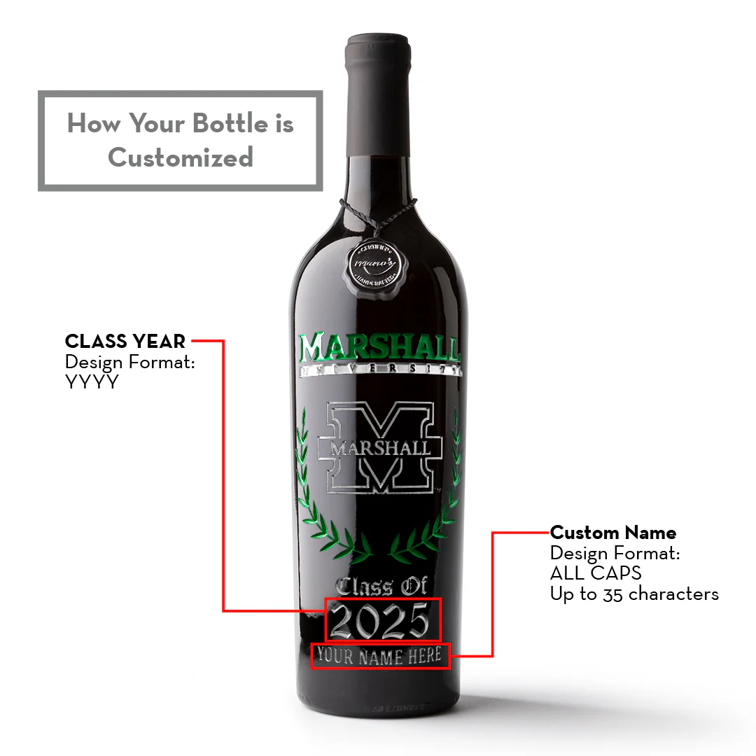 Marshall University Custom Alumni Etched Wine - Image 5