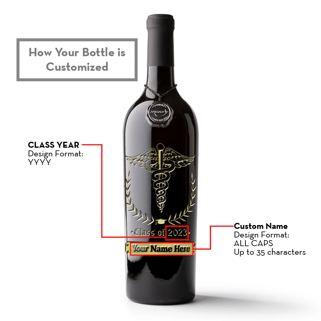 Medical School Graduation Etched Wine Bottle - Image 2