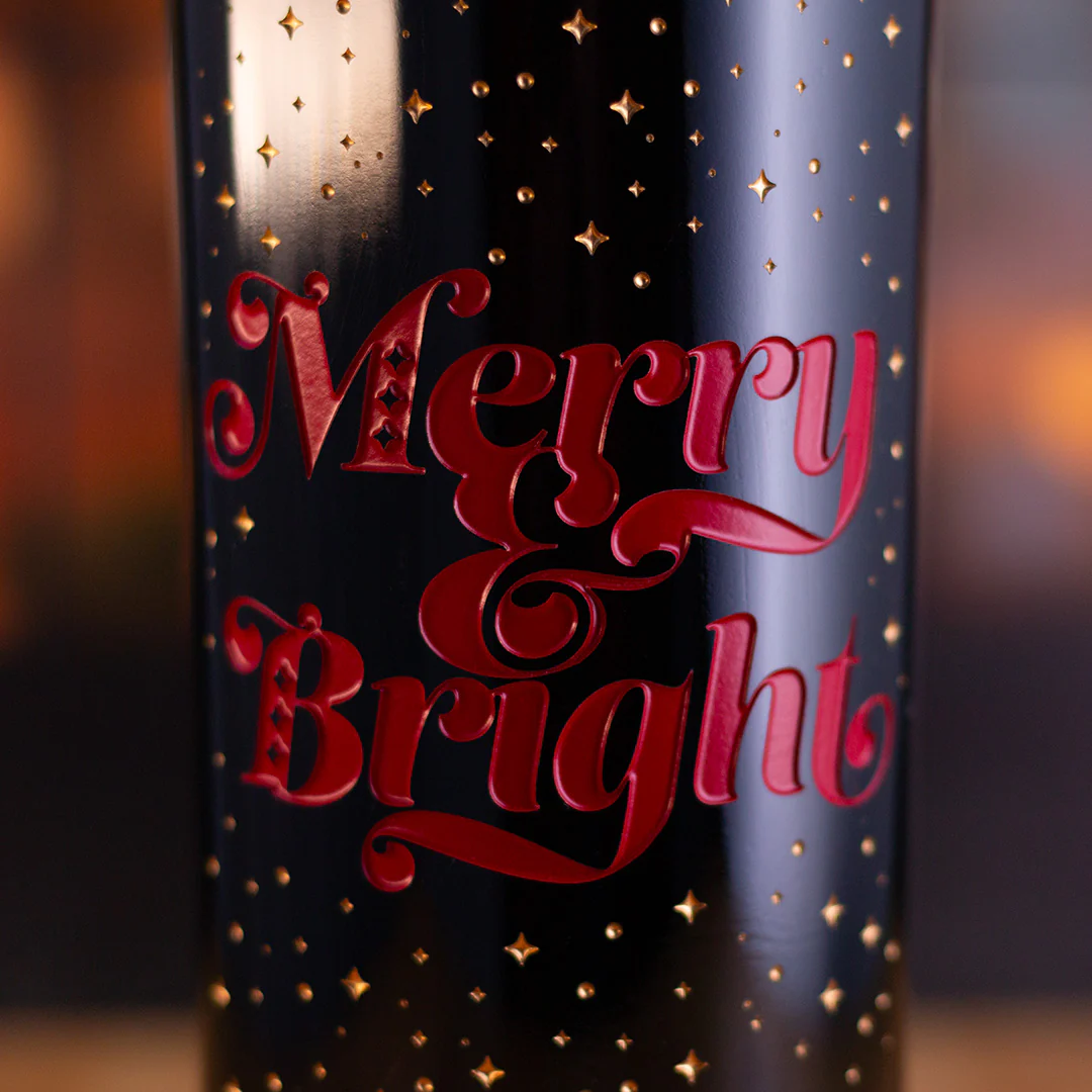 Merry and Bright Etched Wine Bottle - Image 2