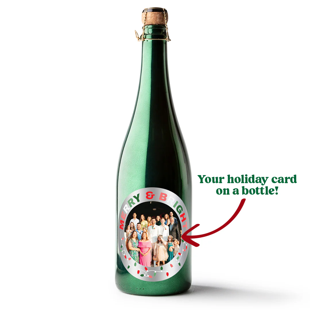 Merry & Bright Photo Label Metallic Green Bubbly - Image 2