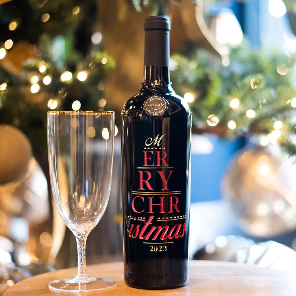 Merry Christmas 2025 Etched Wine Bottle - Image 2