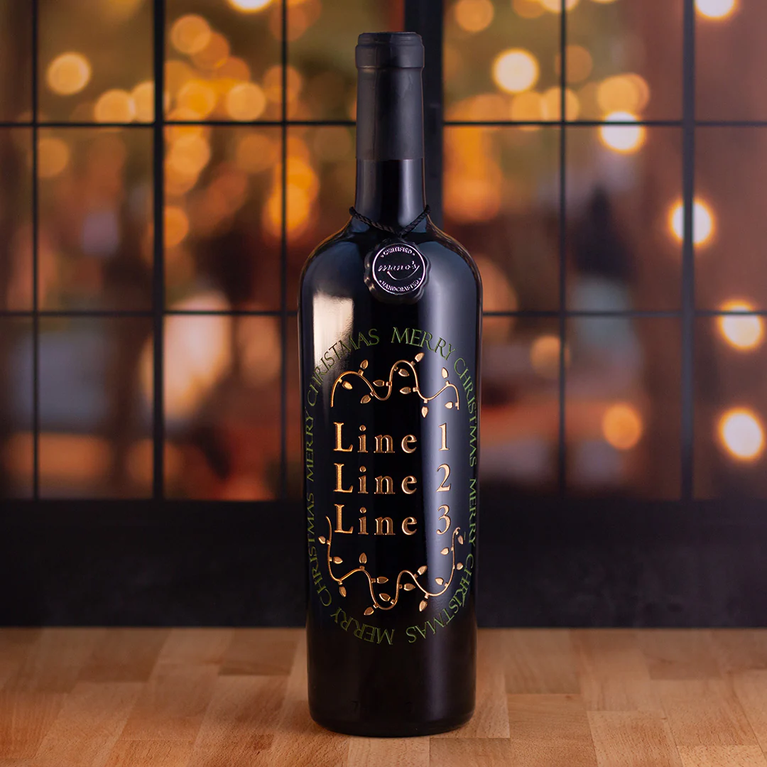 Merry Christmas Lights Custom Etched Wine Bottle - Image 4