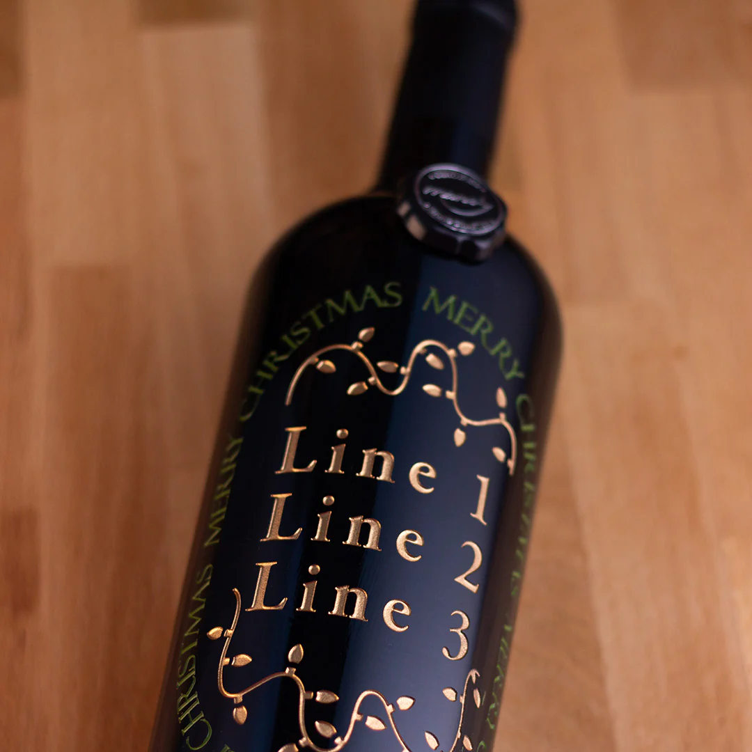 Merry Christmas Lights Custom Etched Wine Bottle - Image 5