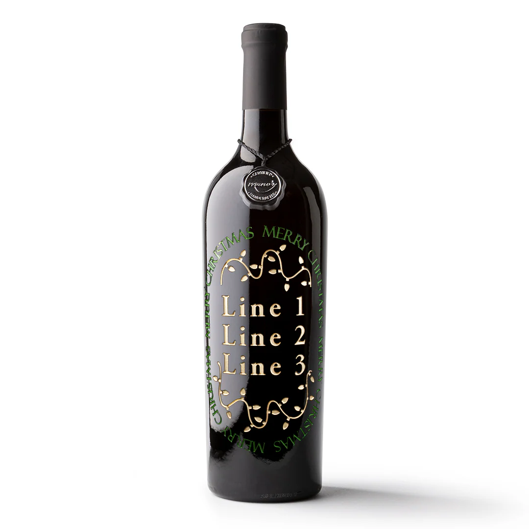 Merry Christmas Lights Custom Etched Wine Bottle - Image 6
