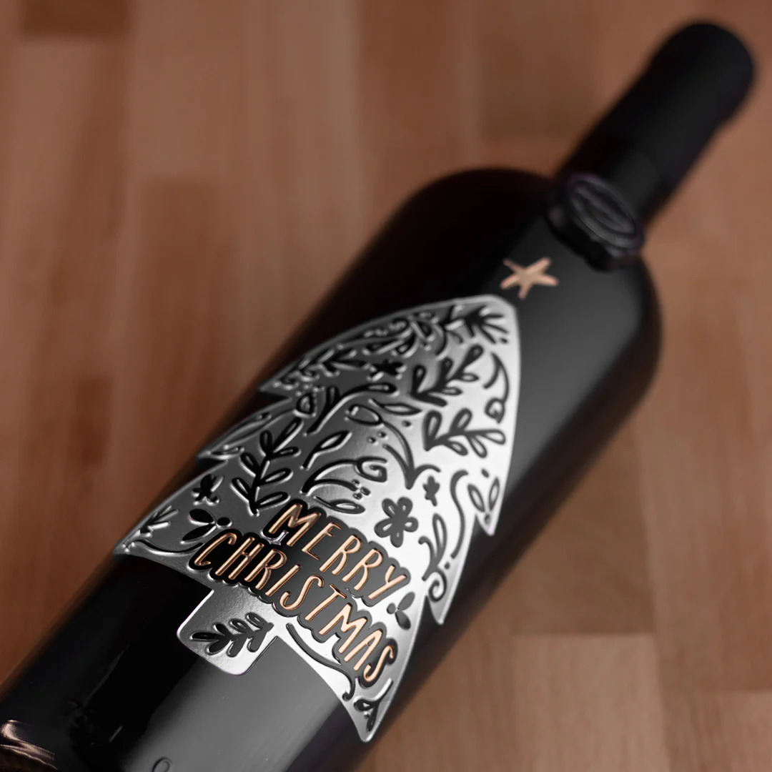 Merry Christmas Tree Etched Wine - Image 3