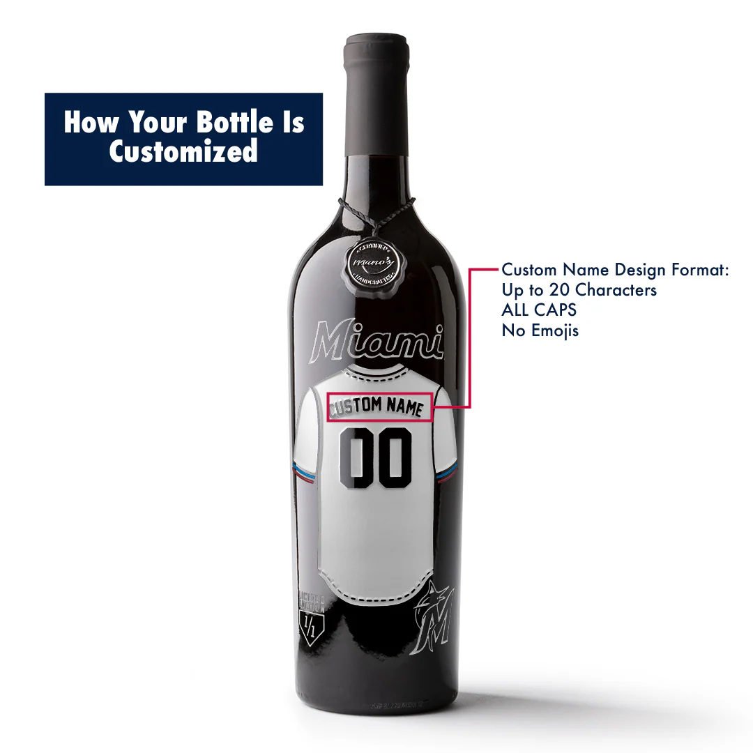 Miami Marlins Custom Jersey Etched Wine - Image 2