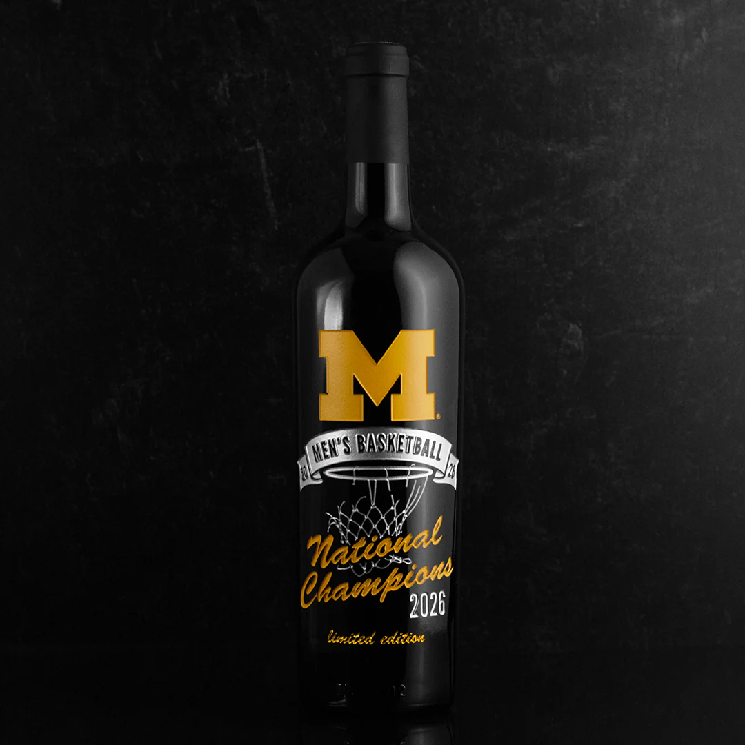Michigan 2026 Men's Basketball National Champions Net Etched Wine - Image 2